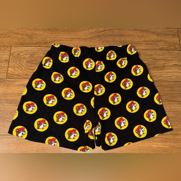 Buc-ees Logo Pajama Boxer Black Shorts Elastic Waist Button Fly Size Adult small - Picture 2 of 5